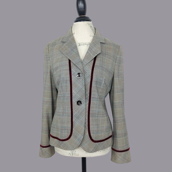 Louis Feraud Jackets & Blazers - Vintage 90s Louis Feraud Blazer 8 Medium Gray Plaid